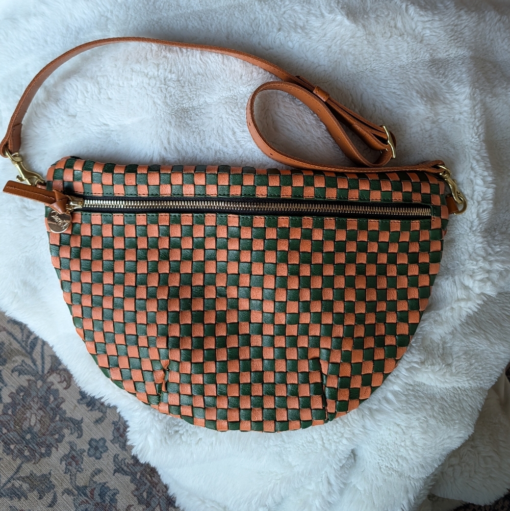Clare V. Checkered Grande Fanny Rare Safari Color